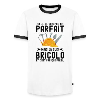 bricolo bricoleur parfait - T-shirt contrasté Homme - blanc/noir - Devant - AI Model Female 172 light (172cm) & AI Model Male 178 dark (178cm)