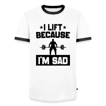 I Lift Because I'm Sad workout Joke motivation gym - T-shirt contrasté Homme - blanc/noir - Devant - AI Model Female 172 light (172cm) & AI Model Male 178 dark (178cm)