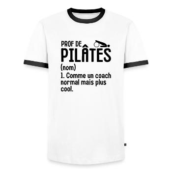 Humour définition prof de pilates 2 - T-shirt contrasté Homme - blanc/noir - Devant - AI Model Female 172 light (172cm) & AI Model Male 178 dark (178cm)