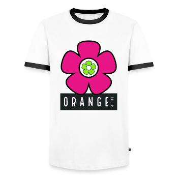 Pink Flower - Männer Kontrast-T-Shirt - Weiß/Schwarz - Vorne - AI Model Female 172 light (172cm) & AI Model Male 178 dark (178cm)