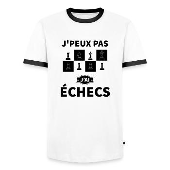 Jpeux pas j ai jeux d échecs - T-shirt contrasté Homme - blanc/noir - Devant - AI Model Female 172 light (172cm) & AI Model Male 178 dark (178cm)