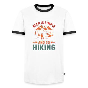 Hiking, outdoor - Men's Ringer Shirt - white/black - Front - AI Model Female 172 light (172cm) & AI Model Male 178 dark (178cm)