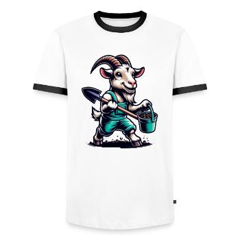 Goat Gardening Funny Design - Men's Ringer Shirt - white/black - Front - AI Model Female 172 light (172cm) & AI Model Male 178 dark (178cm)