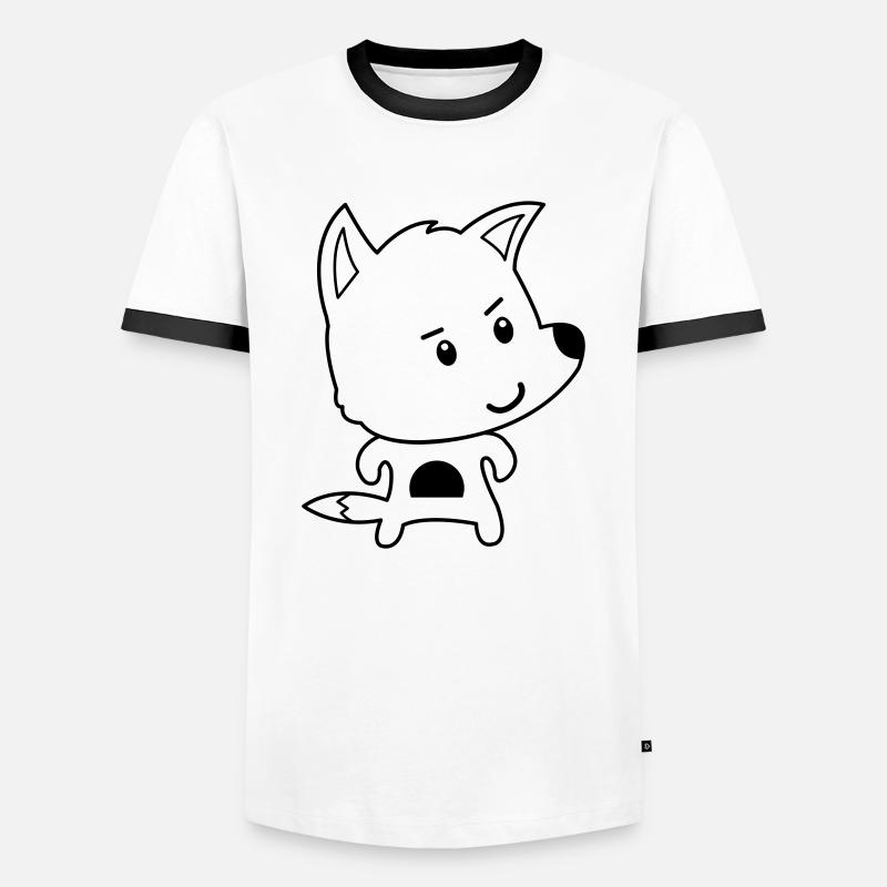 fuchs comic - Männer Kontrast-T-Shirt - Weiß/Schwarz