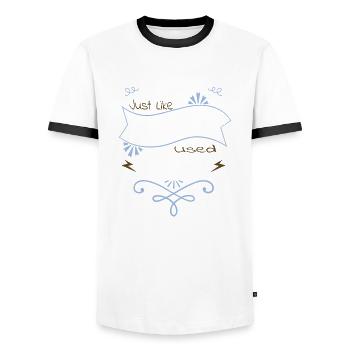 coffeecups cups blog gift idea editer - Men's Ringer Shirt - white/black - Front - AI Model Female 172 light (172cm) & AI Model Male 178 dark (178cm)