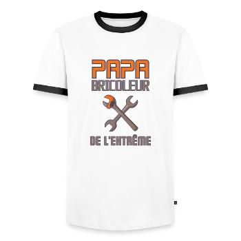Papa bricoleur de l extrême - T-shirt contrasté Homme - blanc/noir - Devant - AI Model Female 172 light (172cm) & AI Model Male 178 dark (178cm)