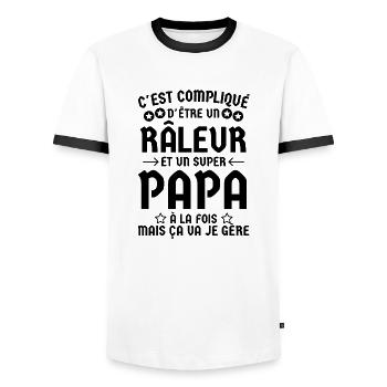 Super papa râleur 2 - T-shirt contrasté Homme - blanc/noir - Devant - AI Model Female 172 light (172cm) & AI Model Male 178 dark (178cm)