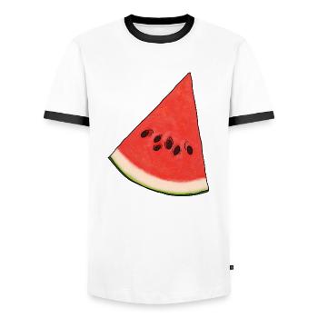 Watermelon Triangle - Men's Ringer Shirt - white/black - Front - AI Model Female 172 light (172cm) & AI Model Male 178 dark (178cm)