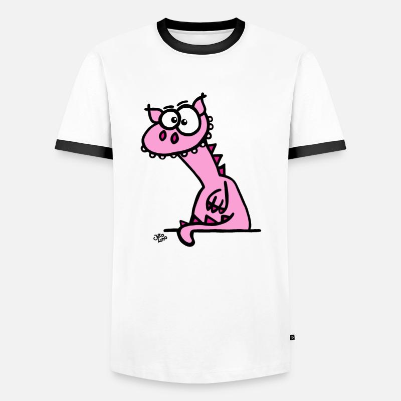 Der Drache - Männer Kontrast-T-Shirt - Weiß/Schwarz