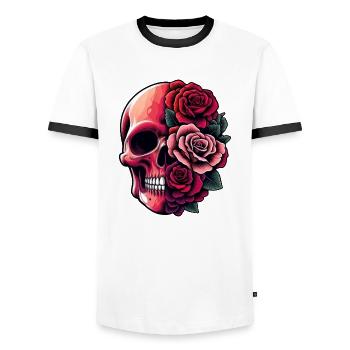 Skull and Bouquet - Men's Ringer Shirt - white/black - Front - AI Model Female 172 light (172cm) & AI Model Male 178 dark (178cm)