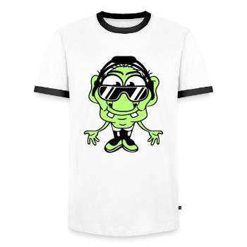 Cool DJ Leprechaun Green Gnome Grandpa Music Party Fun - Men's Ringer Shirt - white/black - Front - AI Model Female 172 light (172cm) & AI Model Male 178 dark (178cm)
