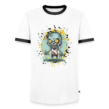 Bande dessinée de zombies - T-shirt contrasté Homme - blanc/noir - Devant - AI Model Female 172 light (172cm) & AI Model Male 178 dark (178cm)