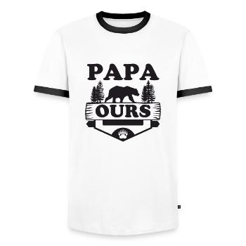 Papa Ours grognon - T-shirt contrasté Homme - blanc/noir - Devant - AI Model Female 172 light (172cm) & AI Model Male 178 dark (178cm)
