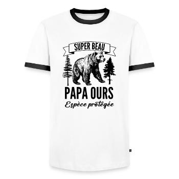 Papa Ours grognon humour - T-shirt contrasté Homme - blanc/noir - Devant - AI Model Female 172 light (172cm) & AI Model Male 178 dark (178cm)