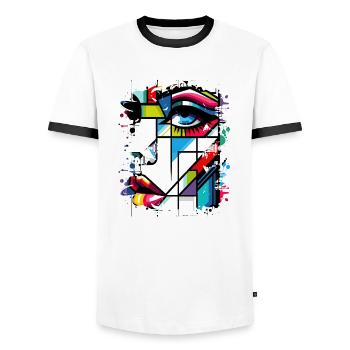 Frauen Girl Power Design Kunst Weiblicher Feminismus Symbol - Männer Kontrast-T-Shirt - Weiß/Schwarz - Vorne - AI Model Female 172 light (172cm) & AI Model Male 178 dark (178cm)