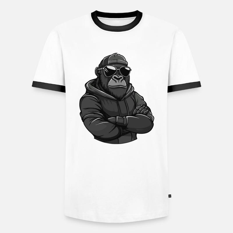 Gorilla Animal Comic - Men's Ringer Shirt - white/black