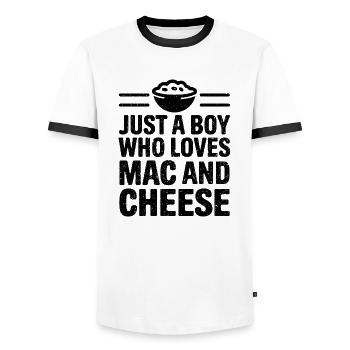 Love for Mac 'n' Cheese - Men's Ringer Shirt - white/black - Front - AI Model Female 172 light (172cm) & AI Model Male 178 dark (178cm)