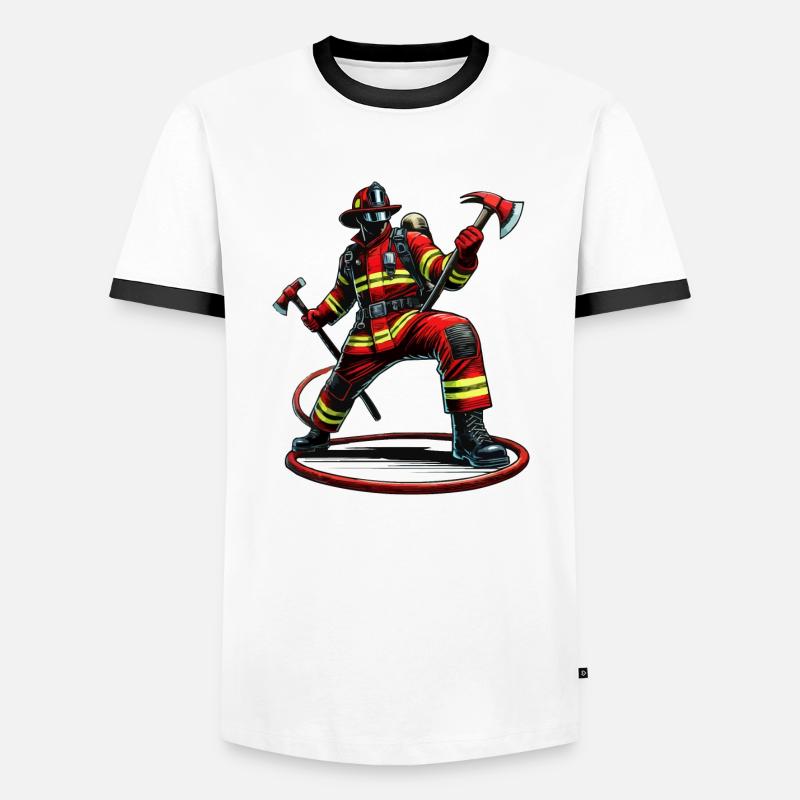 Firefighter Fire Brigade - Men's Ringer Shirt - white/black