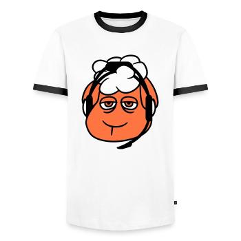 mouton gamer casque centre d’appels nerd triste jeu - T-shirt contrasté Homme - blanc/noir - Devant - AI Model Female 172 light (172cm) & AI Model Male 178 dark (178cm)