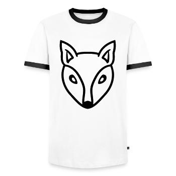 Fox, Red Fox, Wild, Animal, Smart, Forest, Face, Head - Men's Ringer Shirt - white/black - Front - AI Model Female 172 light (172cm) & AI Model Male 178 dark (178cm)