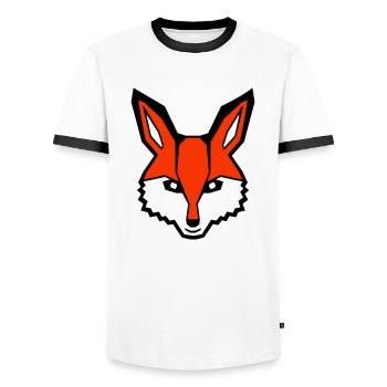 Renard Renard roux Animal sauvage Intelligent Habitants de la forêt - T-shirt contrasté Homme - blanc/noir - Devant - AI Model Female 172 light (172cm) & AI Model Male 178 dark (178cm)