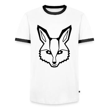Renard Renard roux Animal sauvage Intelligent Habitants de la forêt - T-shirt contrasté Homme - blanc/noir - Devant - AI Model Female 172 light (172cm) & AI Model Male 178 dark (178cm)