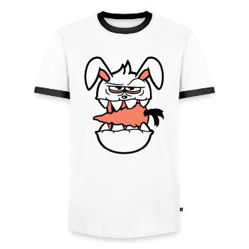 Bunny Monster Evil Carrot Carrot Halloween Horror - Men's Ringer Shirt - white/black - Front - AI Model Female 172 light (172cm) & AI Model Male 178 dark (178cm)