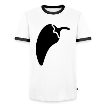 CHILLI 3 - Men's Ringer Shirt - white/black - Front - AI Model Female 172 light (172cm) & AI Model Male 178 dark (178cm)