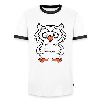 Owl Bird Eagle Owl Night Bird Barn Owl Owl Comic - Men's Ringer Shirt - white/black - Front - AI Model Female 172 light (172cm) & AI Model Male 178 dark (178cm)