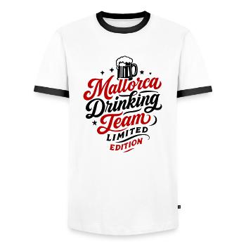 Mallorca Drinking Team Malle - T-shirt contrasté Homme - blanc/noir - Devant - AI Model Female 172 light (172cm) & AI Model Male 178 dark (178cm)
