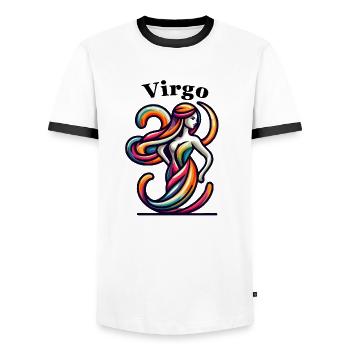 Vierge Vierge coloré - T-shirt contrasté Homme - blanc/noir - Devant - AI Model Female 172 light (172cm) & AI Model Male 178 dark (178cm)