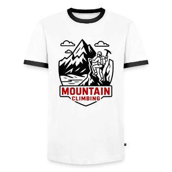 Mountaineering Mountains - Men's Ringer Shirt - white/black - Front - AI Model Female 172 light (172cm) & AI Model Male 178 dark (178cm)