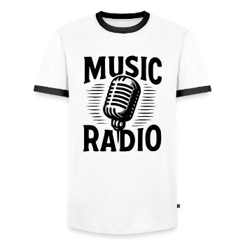 Music Radio - T-shirt contrasté Homme - blanc/noir - Devant - AI Model Female 172 light (172cm) & AI Model Male 178 dark (178cm)
