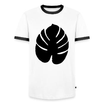 Feuille exotique noire - T-shirt contrasté Homme - blanc/noir - Devant - AI Model Female 172 light (172cm) & AI Model Male 178 dark (178cm)