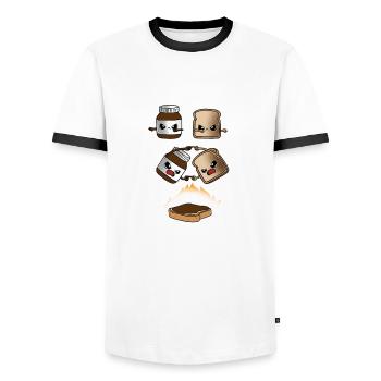 Pain au chocolat et petits pains au chocolat cadeau - T-shirt contrasté Homme - blanc/noir - Devant - AI Model Female 172 light (172cm) & AI Model Male 178 dark (178cm)