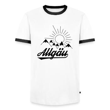 Allgäu Schriftzug mit Bergen und Sonne - Geschenk - Männer Kontrast-T-Shirt - Weiß/Schwarz - Vorne - AI Model Female 172 light (172cm) & AI Model Male 178 dark (178cm)