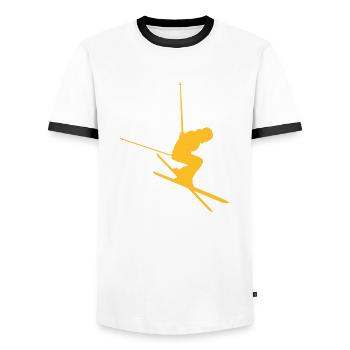 le ski - T-shirt contrasté Homme - blanc/noir - Devant - AI Model Female 172 light (172cm) & AI Model Male 178 dark (178cm)
