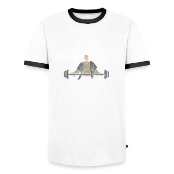 Jésus is my moqueur Christ catholique évangélique - T-shirt contrasté Homme - blanc/noir - Devant - AI Model Female 172 light (172cm) & AI Model Male 178 dark (178cm)