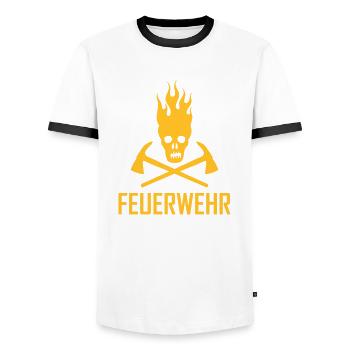 feuerwehr - T-shirt contrasté Homme - blanc/noir - Devant - AI Model Female 172 light (172cm) & AI Model Male 178 dark (178cm)