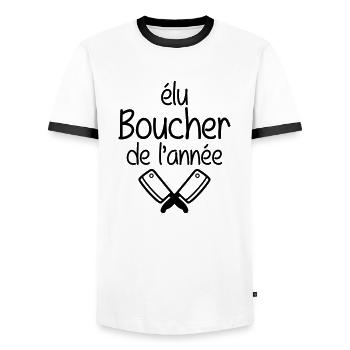 élu Boucher de l'année ! - T-shirt contrasté Homme - blanc/noir - Devant - AI Model Female 172 light (172cm) & AI Model Male 178 dark (178cm)