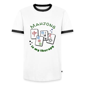 Mahjong Mah jongg game is my therapy set, gifts, - Men's Ringer Shirt - white/black - Front - AI Model Female 172 light (172cm) & AI Model Male 178 dark (178cm)