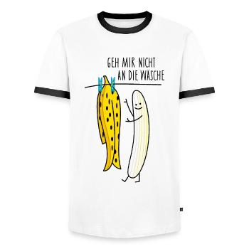Banane und Wäsche Sprüche - Männer Kontrast-T-Shirt - Weiß/Schwarz - Vorne - AI Model Female 172 light (172cm) & AI Model Male 178 dark (178cm)