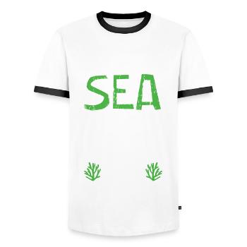 save the sea - Männer Kontrast-T-Shirt - Weiß/Schwarz - Vorne - AI Model Female 172 light (172cm) & AI Model Male 178 dark (178cm)