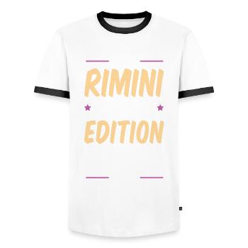 Soirée à boire à Rimini - T-shirt contrasté Homme - blanc/noir - Devant - AI Model Female 172 light (172cm) & AI Model Male 178 dark (178cm)