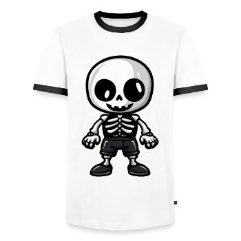 Skelett Halloween Comic - Männer Kontrast-T-Shirt - Weiß/Schwarz - Vorne - AI Model Female 172 light (172cm) & AI Model Male 178 dark (178cm)