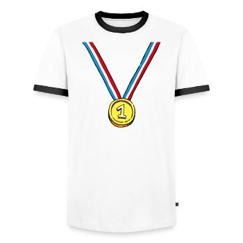 T-shirt Médaille d'or de la meilleure meuf - T-shirt contrasté Homme - blanc/noir - Devant - AI Model Female 172 light (172cm) & AI Model Male 178 dark (178cm)