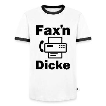 FAX'N DICKE ALTES FAXGERÄT - Männer Kontrast-T-Shirt - Weiß/Schwarz - Vorne - AI Model Female 172 light (172cm) & AI Model Male 178 dark (178cm)