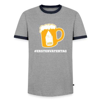 Vatertag #ERSTERVATERTAG Neuer Papa Vater Dad - Männer Kontrast-T-Shirt - Grau/Navy  - Vorne - AI Model Female 172 light (172cm) & AI Model Male 178 light (178cm)