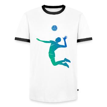 Volley Volleyballspielen Damen Volleyball - Männer Kontrast-T-Shirt - Weiß/Schwarz - Vorne - AI Model Female 172 light (172cm) & AI Model Male 178 dark (178cm)