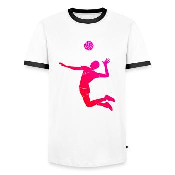 Volleyballspieler Volleyballspielen Volley - Männer Kontrast-T-Shirt - Weiß/Schwarz - Vorne - AI Model Female 172 light (172cm) & AI Model Male 178 dark (178cm)
